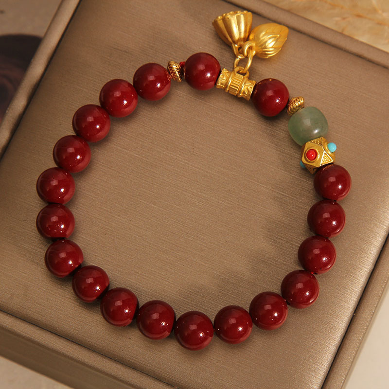 Cinabrio brazalete del año de la vida de las mujeres lujo ligero de alto grado sensación colgante de loto brazalete de regalo para novias amigas amigas Item Picture