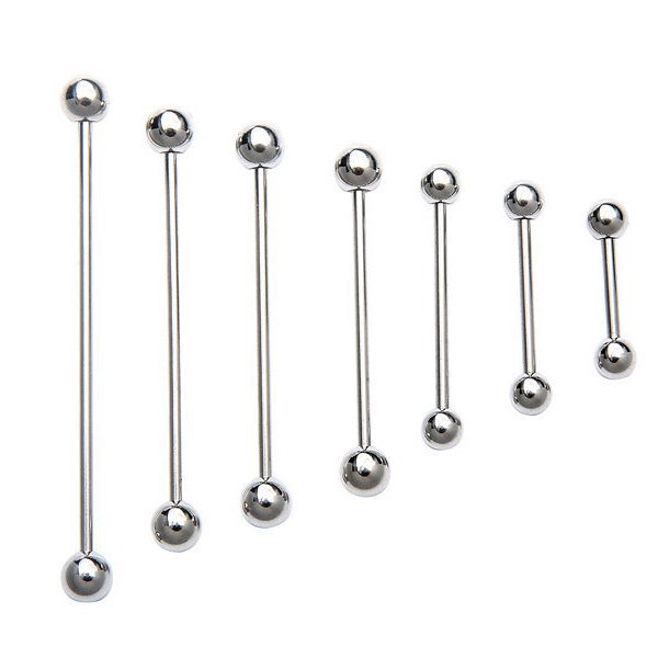 European and American bridge long ear bone nails, ear nails, titanium steel tattoo perforated tongue nails, piercing ornaments, rod thickness 1.2, thin rod in stock details Picture
