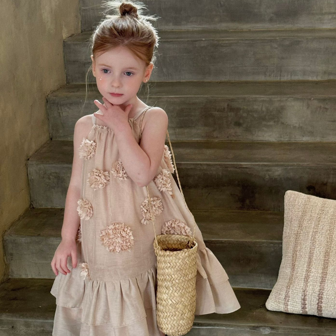 2024 Summer New Children's clothing Korean-style girls' Tencel halter dress, Korean-style girls' jacquard halter dress Specification image