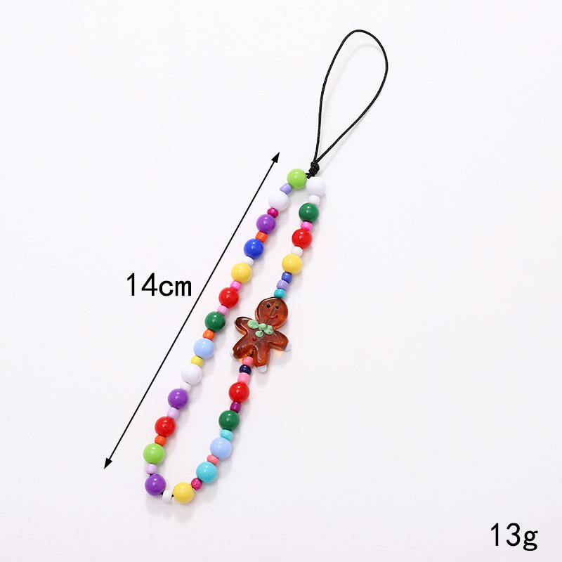 New Christmas Series Mobile Phone Chain Santa Claus Beaded Short Christmas Tree Pendant Wrist Strap Anti-Loss Chain Application Scenario