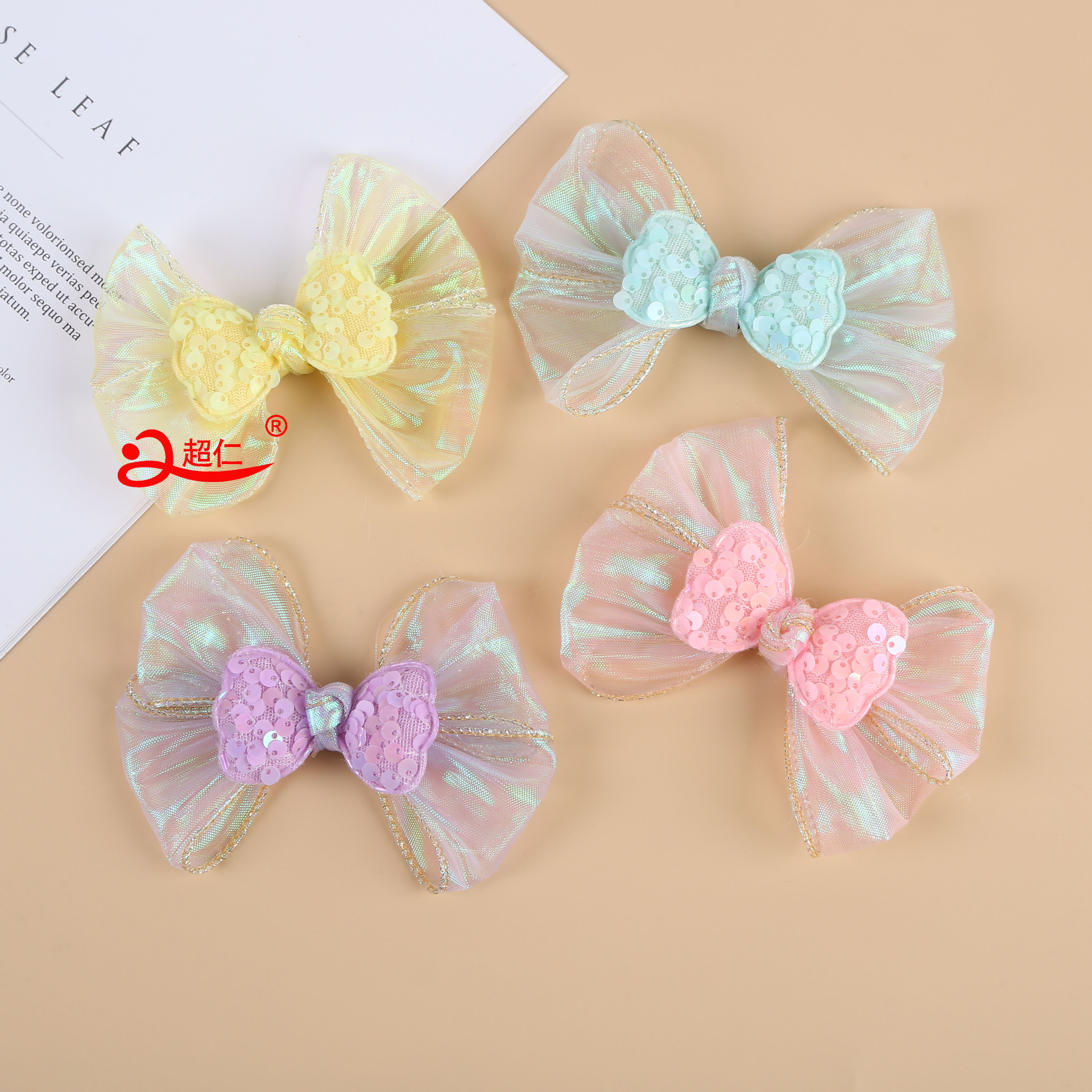 Handmade Bows Japanese And Korean Style Hair Accessories Gift Clothing Accessories Color Mesh Sequins Fresh Bows Can Be Made details Picture