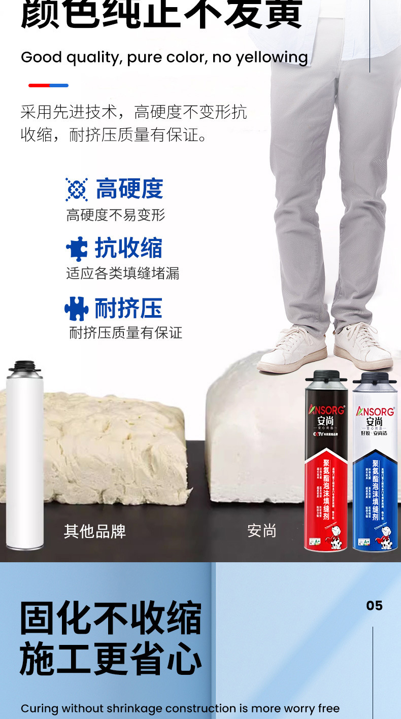 发泡胶聚氨酯泡沫填缝剂门窗工程填充安装隔音隔热泡沫胶整箱批发详情8