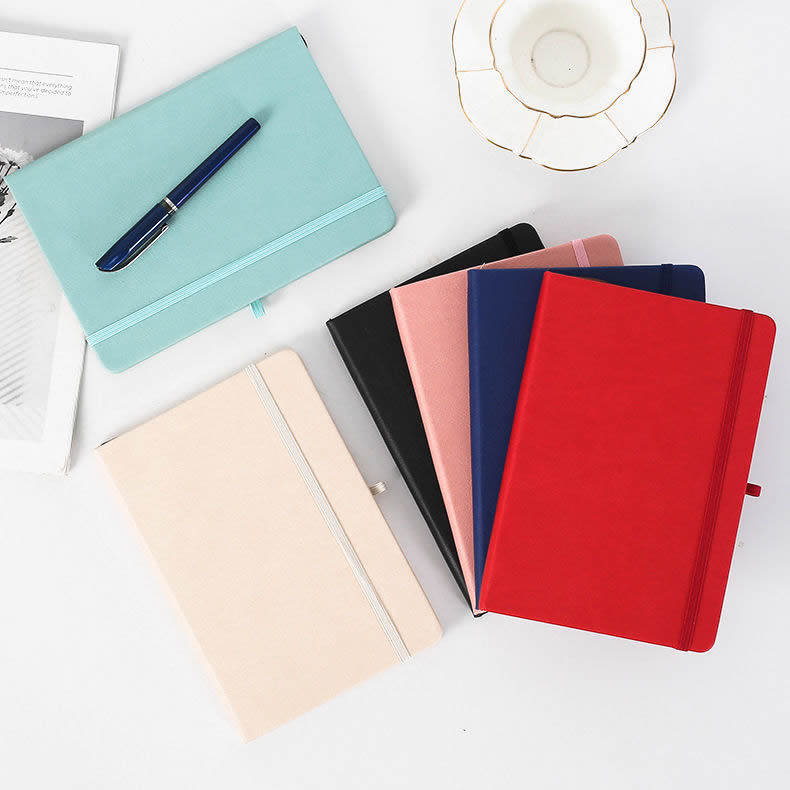 Manufacturer Wholesale A5 Hard Binding Elastic Pu Soft Leather Office Notebook Printing Ogo Diary Notepad Specification drawing