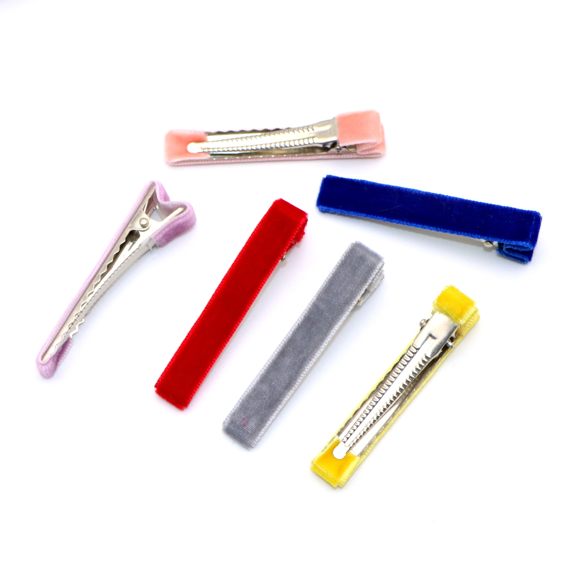 6cm鸭嘴夹丝绒包布优雅气质刘海夹植绒BB边底夹发饰配件发卡压扣细节图