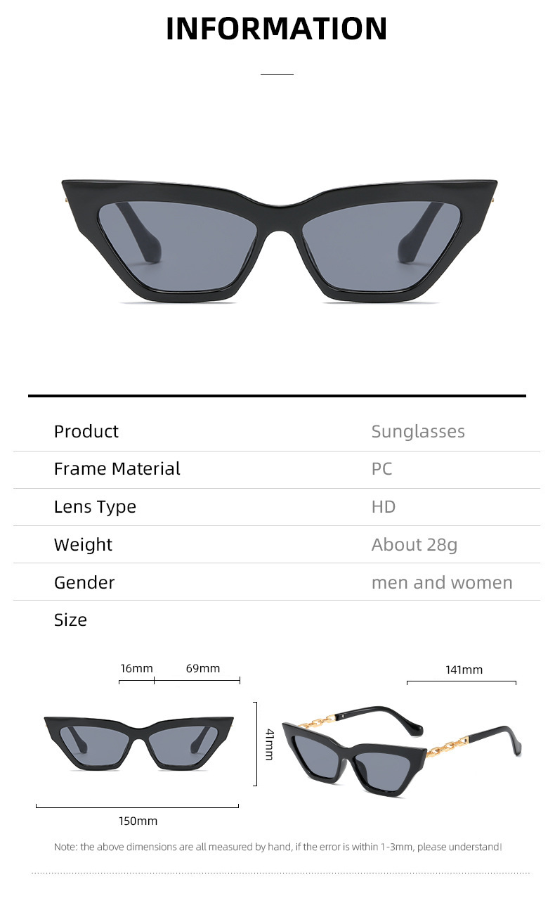 时尚眼镜/太阳镜/链条眼镜/小猫眼/个性镜框/墨镜潮/2023款细节图