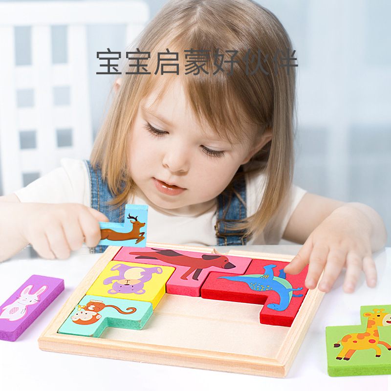 New children's 3D jigsaw puzzle toy for kindergarten early education: Dinosaur, fruit, digital animal, cognitive matching and building board details Picture
