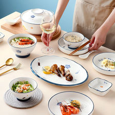 陶瓷碗盘碟套装家庭组合日式陶瓷餐具盘子家用创意ins款批发