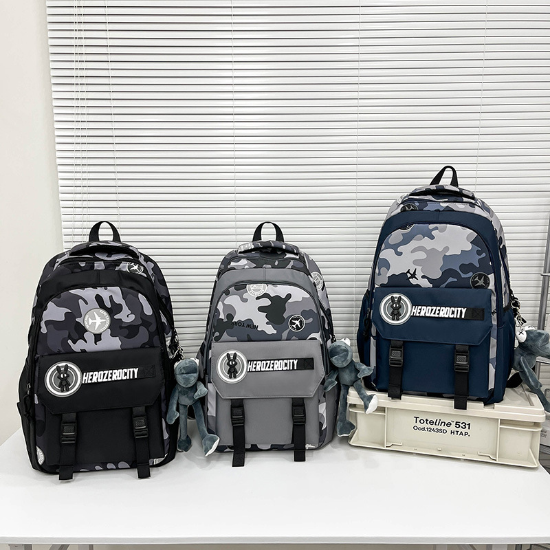 2025 nueva tendencia de moda camuflaje mochila de escuela para hombres mochila al aire libre de gran capacidad de viaje portátil mochila de reducción de carga Specification image
