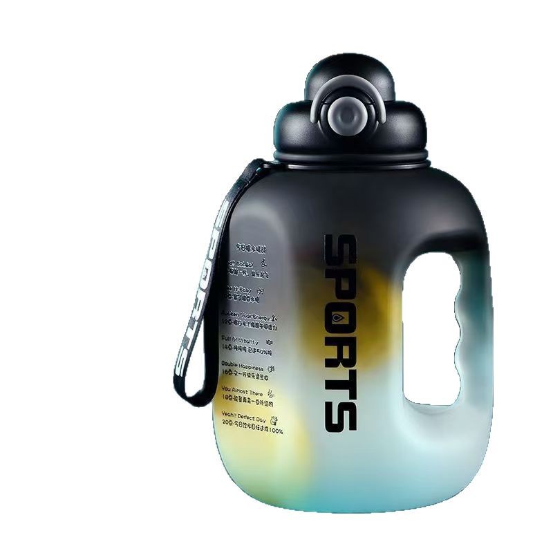 Extra-large capacity ton-ton bucket sports and fitness water bottle, portable student straw space cup, popular large-bellied water cup for men and women Item Picture
