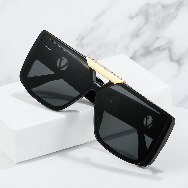 2021 Winter new oversized one-piece men's and women's sunglasses, European and American personalized and trendy large square frame sunglasses Specification image