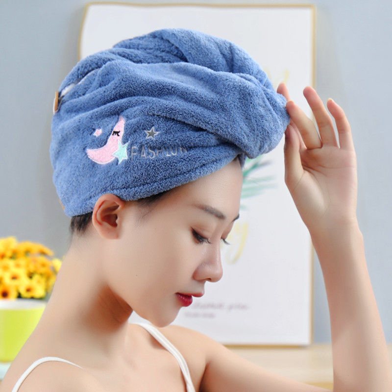Dry hair cap, super absorbent bath cap, quick-drying hair wash, embroidered towel, hair wrap, thickened for women, long adult hair, headscarf Specification image