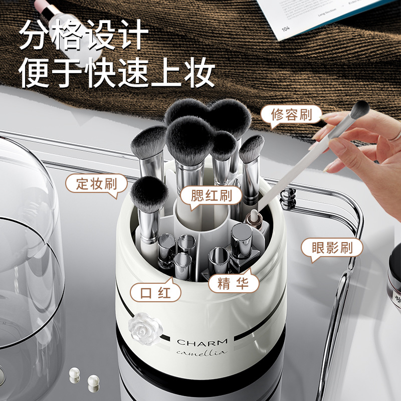 G26高级感化妆刷收纳桶大容量口红置物架防尘旋转筒桌面化妆品收纳盒产品图
