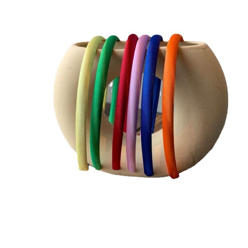 Ins Korea Fine Candy Color Small Fresh Satin Headband With The Same Jelly Color Headband Hair Accessories Item Picture