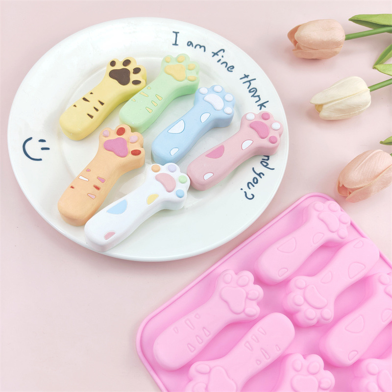 8 Cat's Paw Chocolate Biscuit Silicone Mold Cheese Stick Complementary Tools Baking Cake Decoration Mold Specification drawing