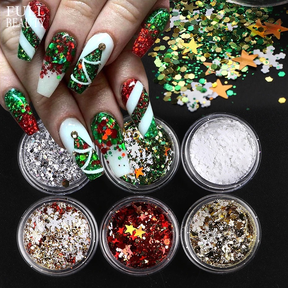 Cross Border new Nail Glitter Set Christmas Snowflake Nail accessories Glitter nail accessories