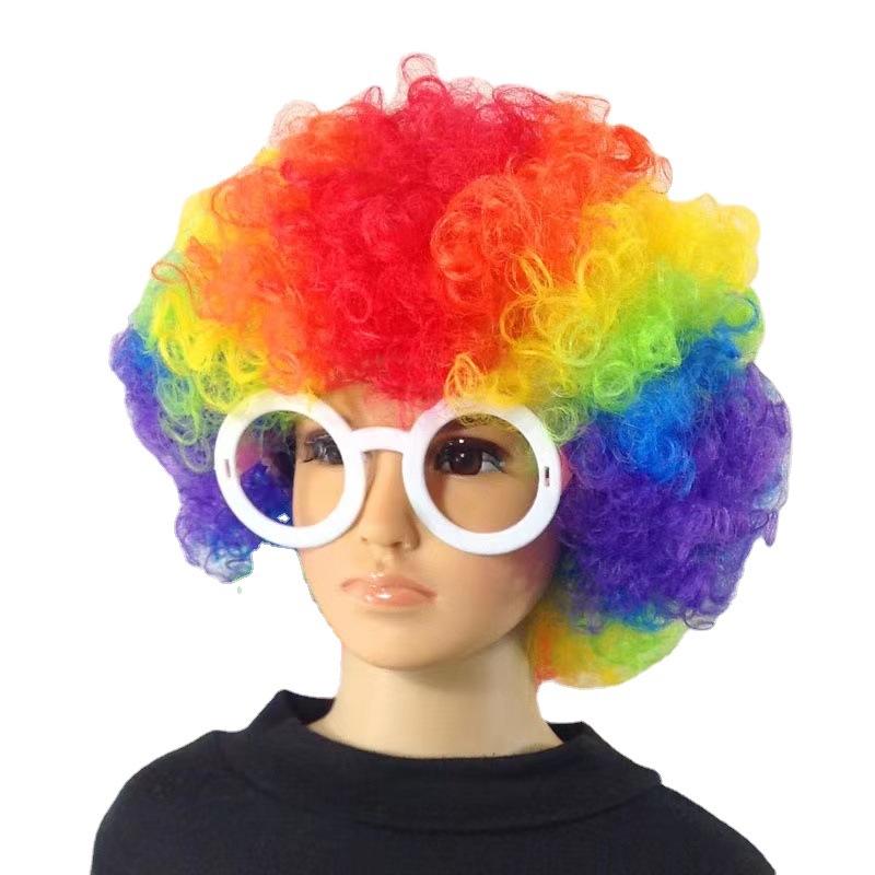 Venta directa de fábrica copa mundial bandera color cabeza explosiva fan wig halloween cos joker wig wholesale Item Picture