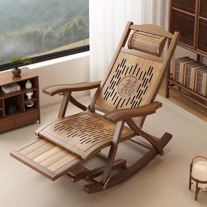 新中式楠竹摇椅成人午睡躺椅家用阳台摇摇椅夏季休闲折叠竹摇椅详情图1