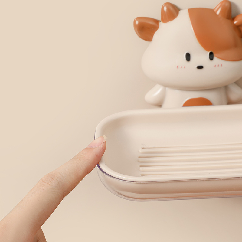 Cartoon Niu Niu perforation-free wall hanging soap box Niu Niu series bathroom soap shelf wall hanging shelf Application Scenario