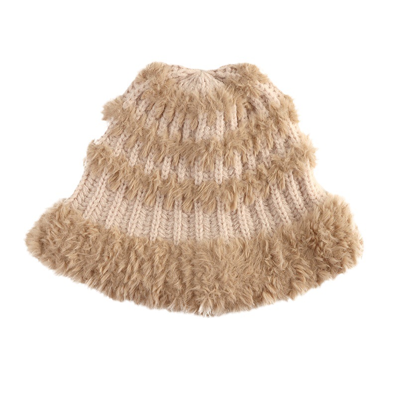Japanese And Korean Striped Fisherman Hat Matching Dome Multi-Color Thick Warm Hat Hand Hook Wool Hat New Wool Hat Item Picture