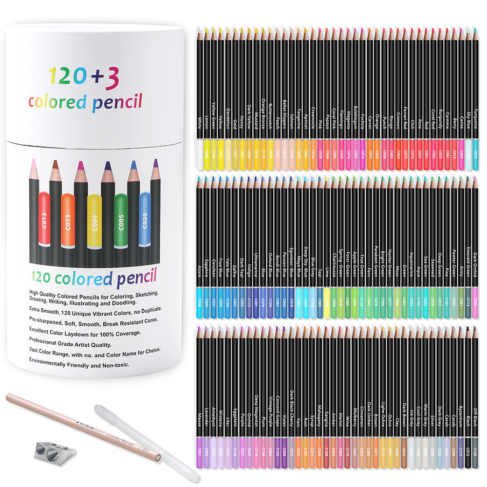 120色筒装彩色铅笔术涂色混色笔彩铅绘画套装