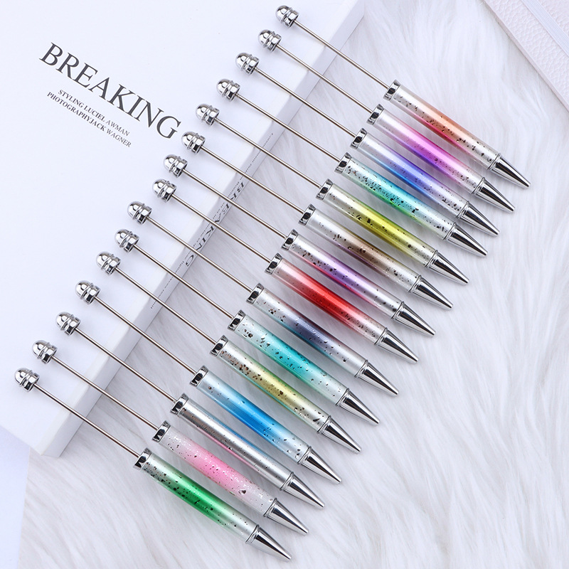 New Diy Beaded Pen Uv Electroplated Star Glitter Gradual Beaded Ballpoint Pen Personalized Hand-Beaded Gift Pen details Picture