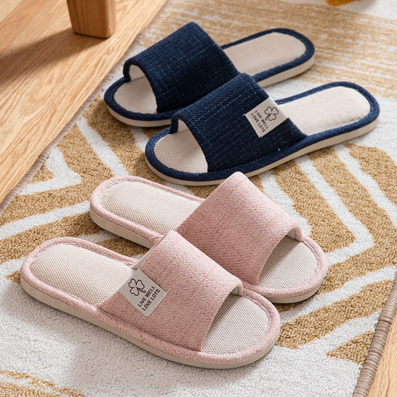 Manufacturers direct home linen slippers female indoor anti-slip wear-resistant couple slippers male four seasons floor slippers wholesale Specification drawing