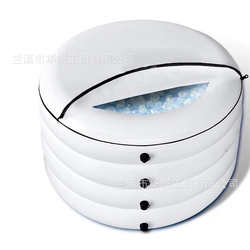 自动充气冰浴桶家用泡澡桶亚马逊跨境加厚PVC折叠成人户外浴缸定白底实物图