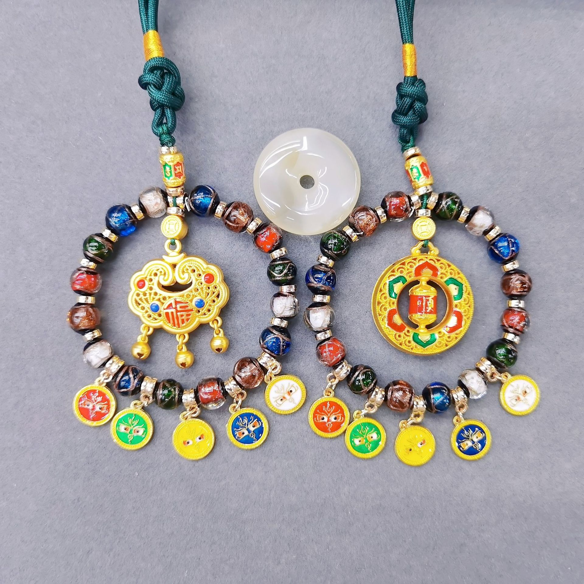 The 2024 bestseller, the Yellow God of Wealth Zaki Ram's "Fu" character abacus, incense ash and glazed five-way God of Wealth car pendant, is of high quality Specification image
