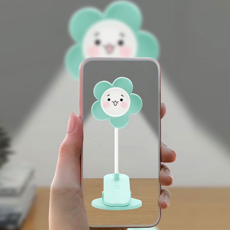 New three-level dimming flower desktop clip led eye-protecting student reading desk lamp manufacturer student gift wholesale details Picture