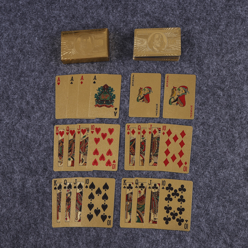 黄金扑克牌PVC塑料扑克创意土豪金色金属朴克牌纸牌金箔扑克定制详情图1