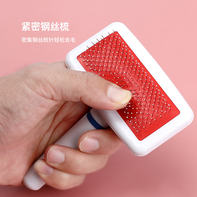 Pet supplies: White plastic-handled fine-needle combs, special dog combs, pet combs, cleaning supplies Application Scenario