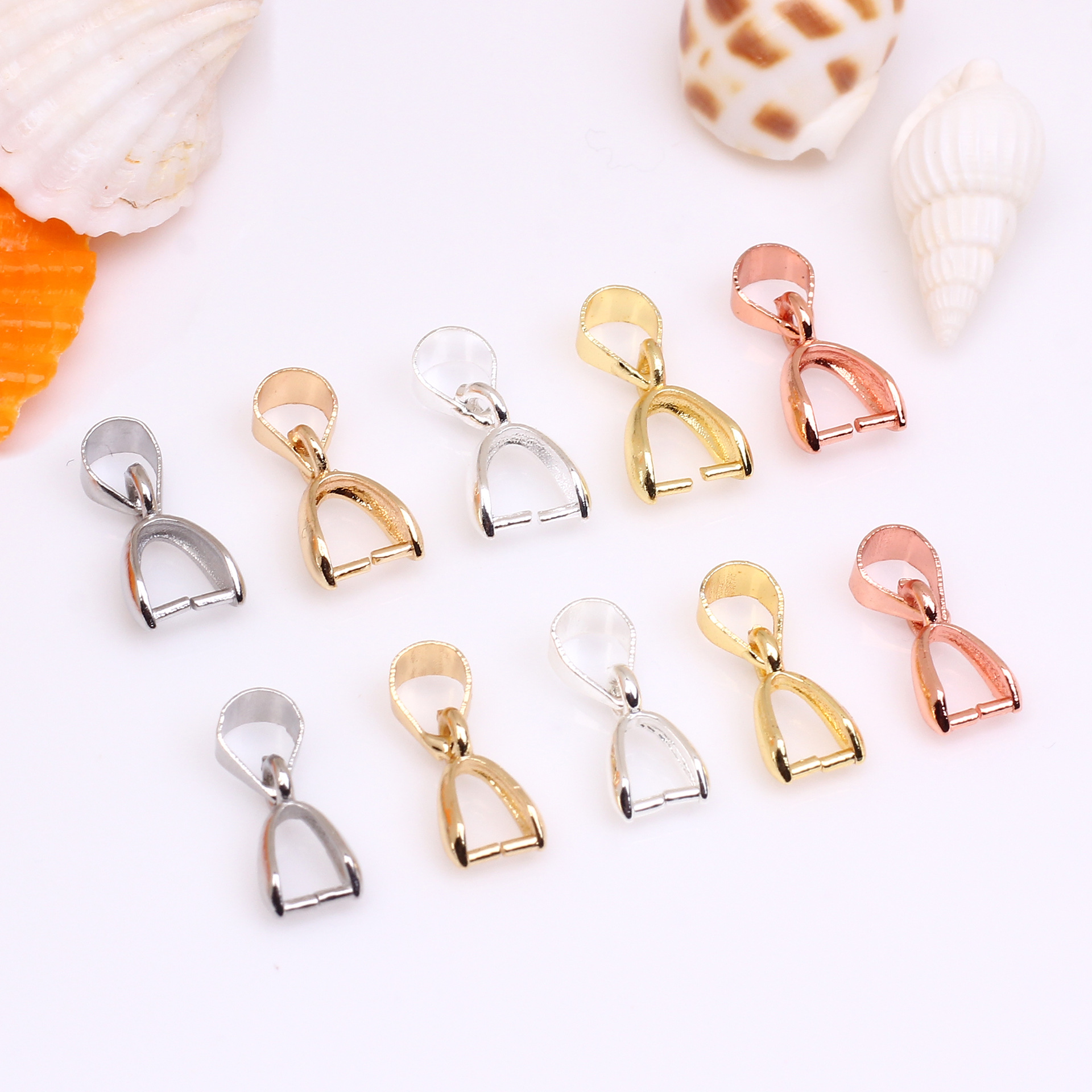 14k包金保色 diy饰品配件吊坠扣项链瓜子扣夹翡翠水晶玛瑙饰品扣