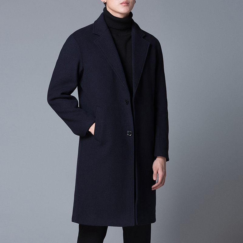 Abrigo de lana fedora hombre nuevo invierno versión coreana casual largo medio abrigo de hombre engrosado versátil traje trench