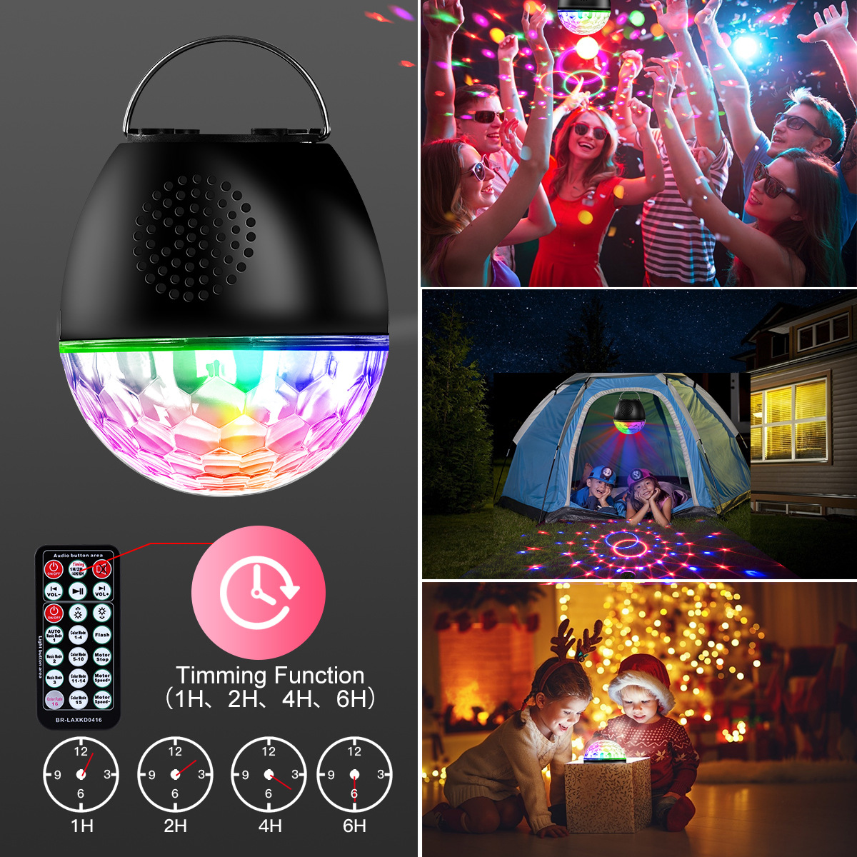 Small Magic ball light with Bluetooth speaker box, 16-color LED stage light, seven-color rotating crystal magic ball disco ball light Application Scenario