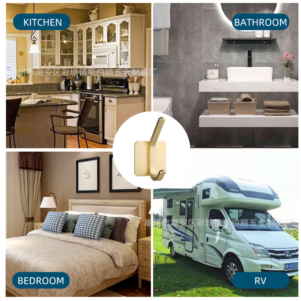 跨境太空铝免钉挂钩浴室衣钩单钩门后金属无痕挂钩厨房卫生间挂钩详情13