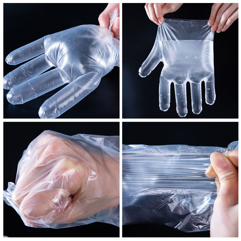 Disposable gloves, plastic, transparent, thickened, transparent household film, hair care, food grade, individual packaging Specification image