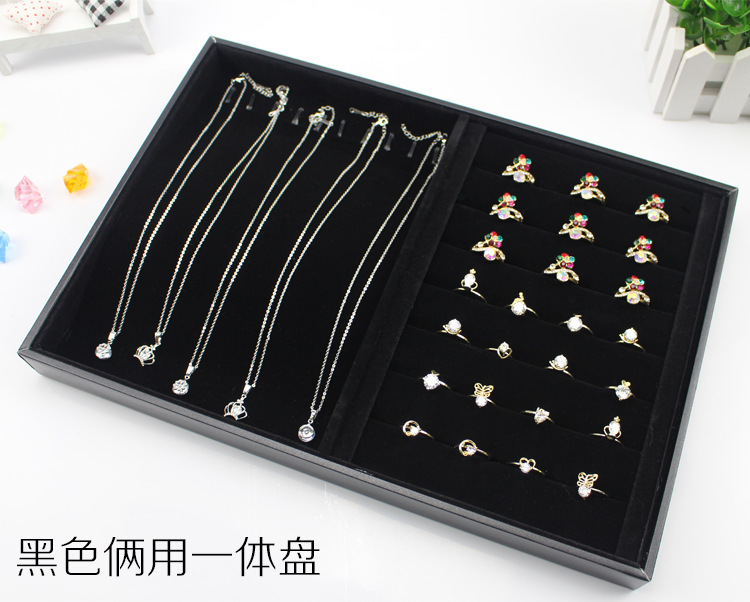 Black jewelry display plate, ring, necklace, bracelet, tray, stud, earring, accessory display stand, storage box, viewing plate Application Scenario