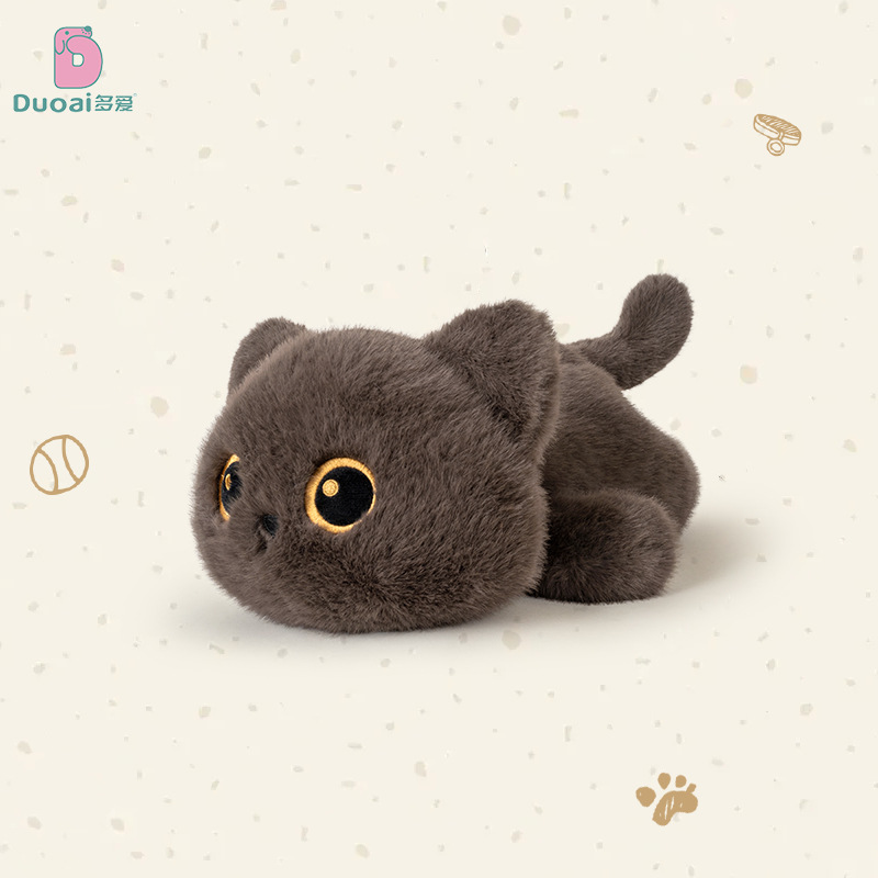 Original and genuine cartoon cat plush toy figurines, black cat dolls, Siamese cat figurines, birthday gifts