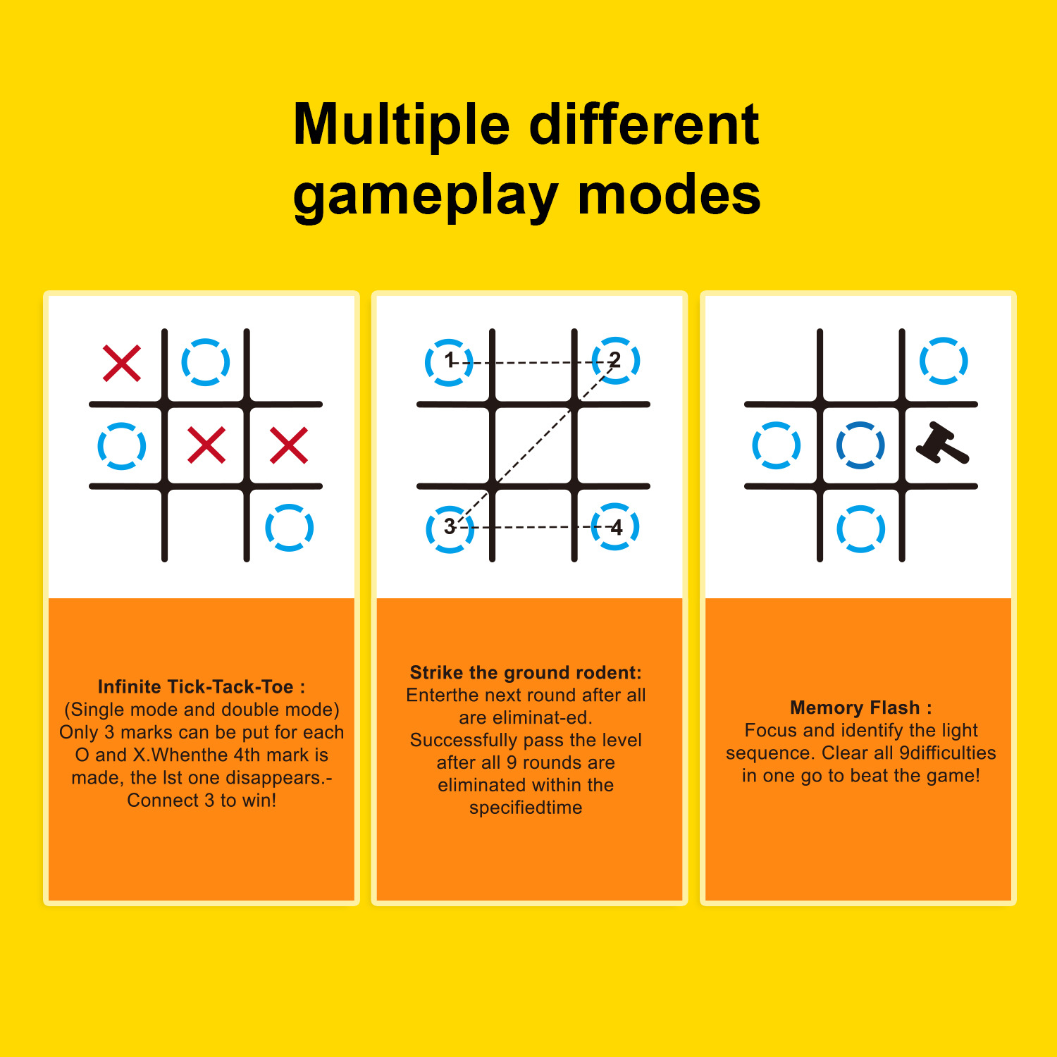 A new tabletop electronic game machine for children's thinking training and educational toys, known as the "Triple Tic-and-Go", is a bestseller on Amazon Cross-border Specification image