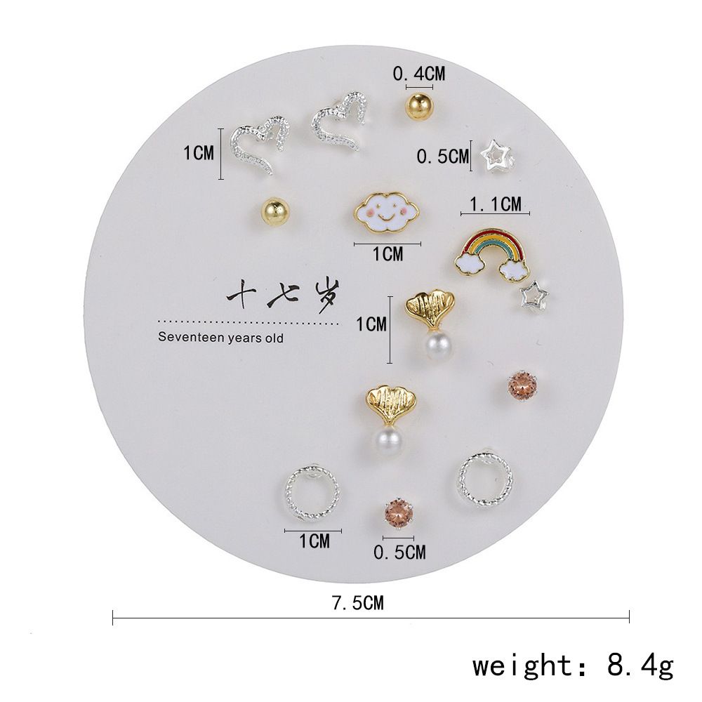 Exquisite And Compact One Week Stud Set Combination Earrings 2023 New Fashion Temperament Simple S925 Earrings Women details Picture