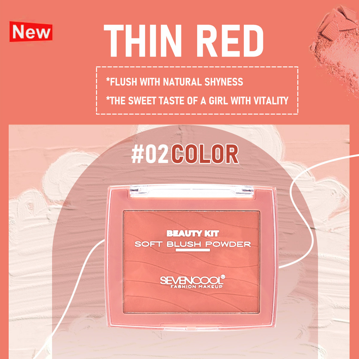 SEVENCOOL Energetic Girl Blush Matte student Blush Daily Whitening Peach-colored easy-to-apply makeup Blush Specification image