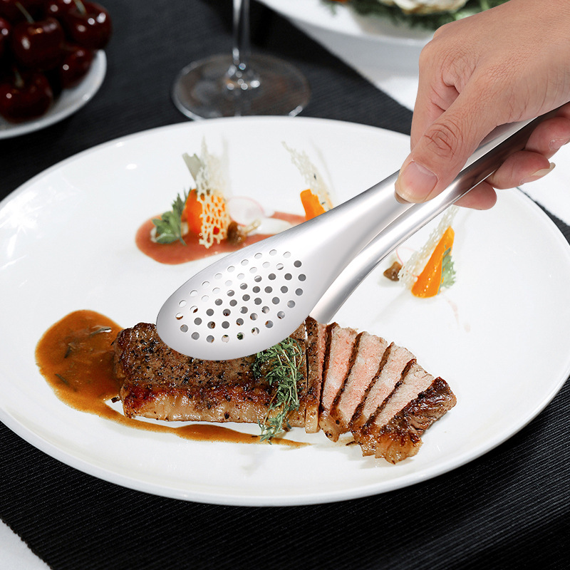 304 non-magnetic stainless steel exquisite barbecue tongs, thickened dessert steak pasta baking bread serving chopsticks and barbecue tongs Specification image