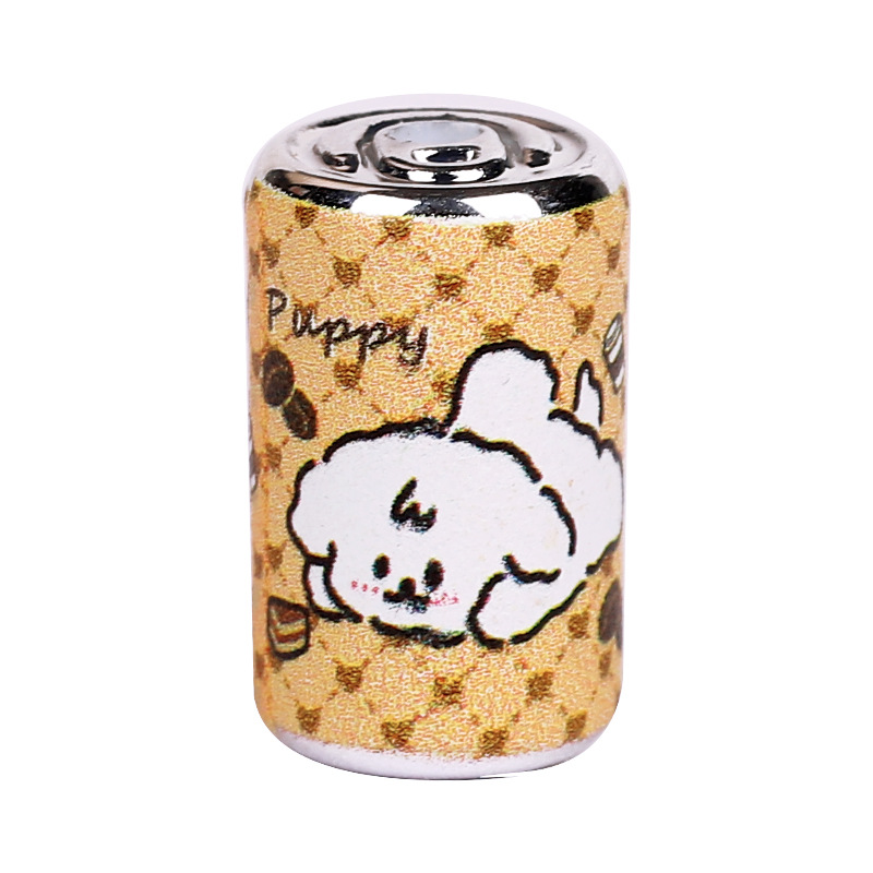 Cartoon puppy print, silver simulation food toy, aluminum can, beaded perforated, diy bracelet, mobile phone chain accessory Item Picture