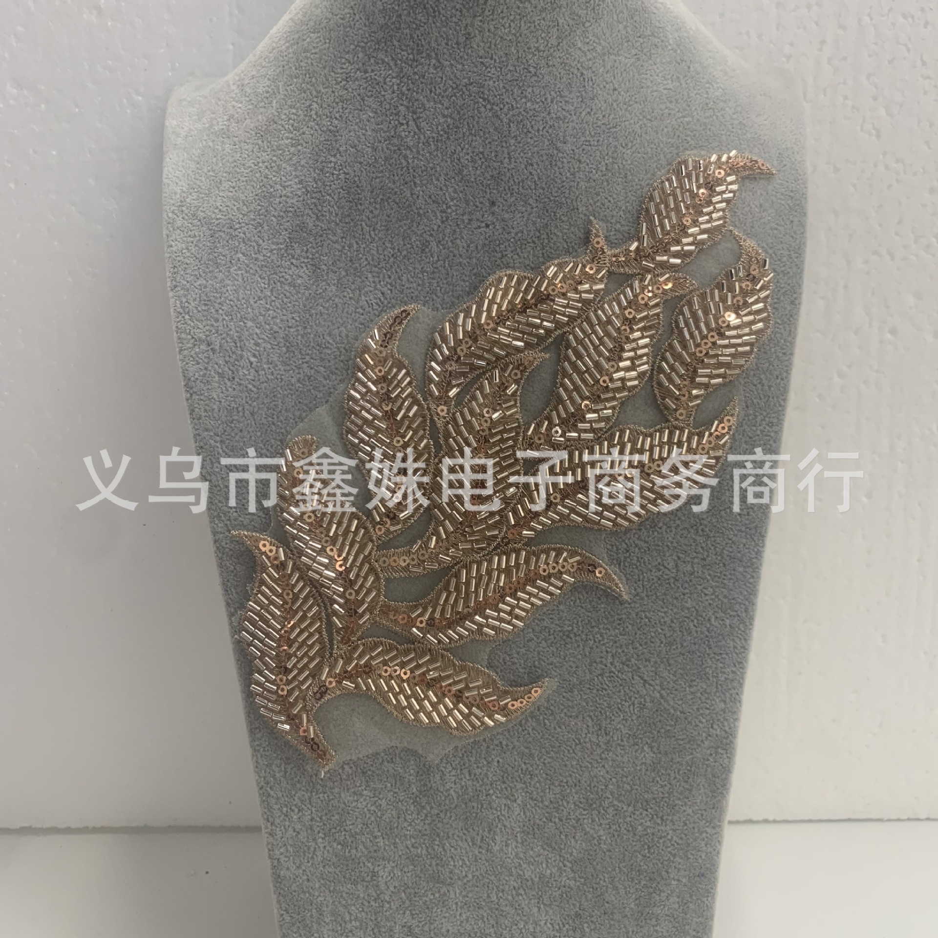 Embroidered polyester crystal glass tube sequins leaf flowers dress accessories Specification image