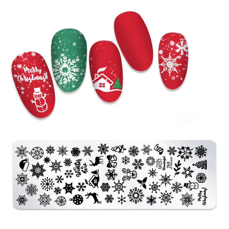 Christmas nail printing template steel plate DIY oil transfer tool nail French seal printing glue matching cross-border