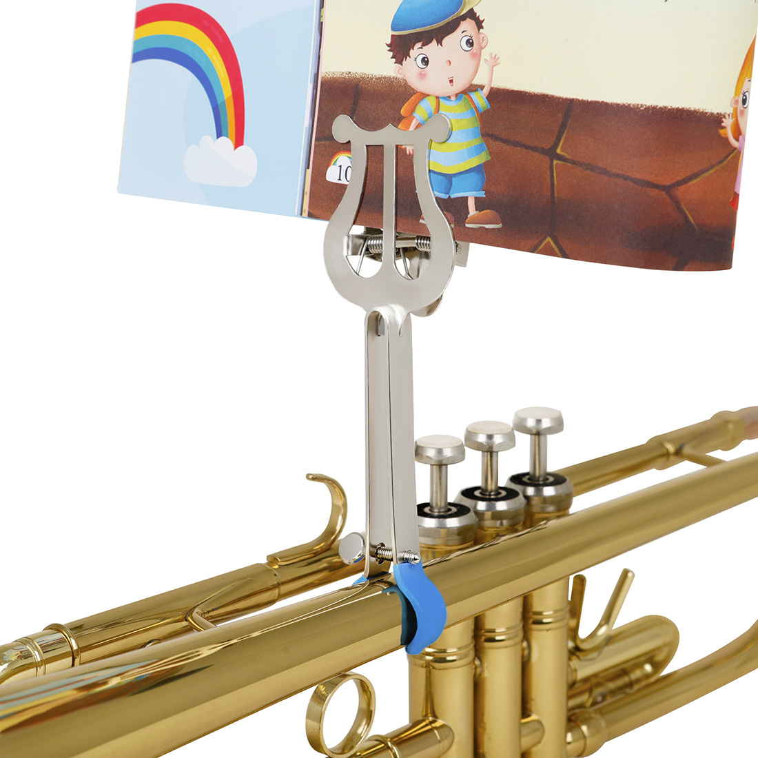 Portable marching sheet music holder for brass instruments trumpet, marching trumpet instrument sheet music holder, universal sheet music holder details Picture