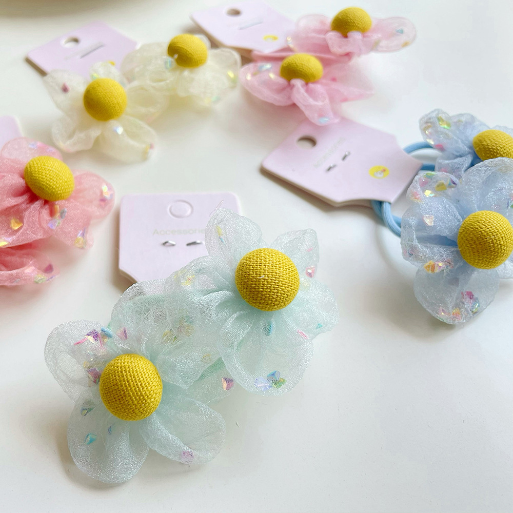 Cute Netting Children's Hair Tie Harmless Hair Tie Flower Leather Band Ponytail Holster Hair Tie Headpiece Hair Accessory details Picture