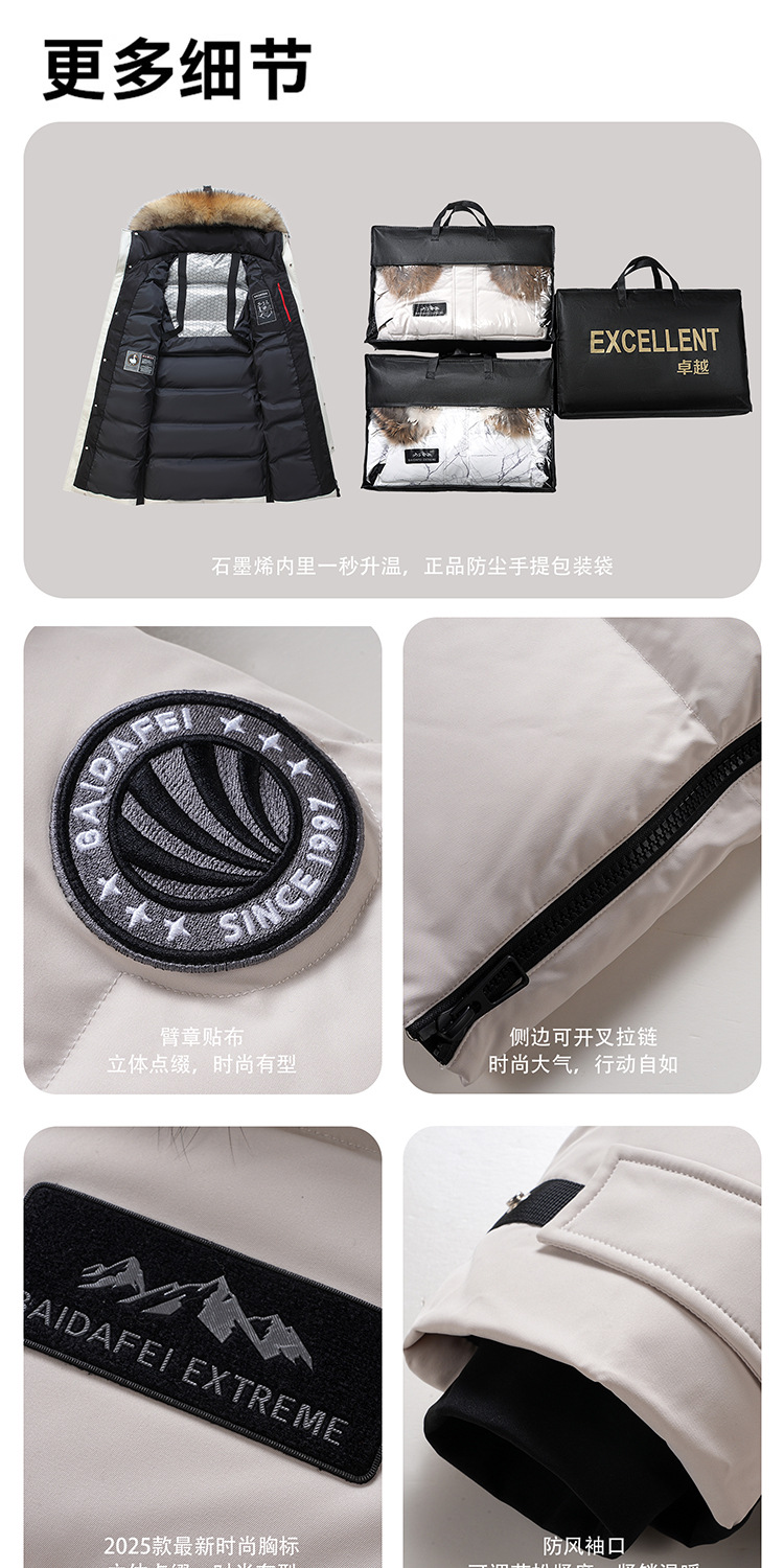 558g超厚鹅绒服女羽绒服长款过膝东北极寒工装毛领派克外套男大码详情31