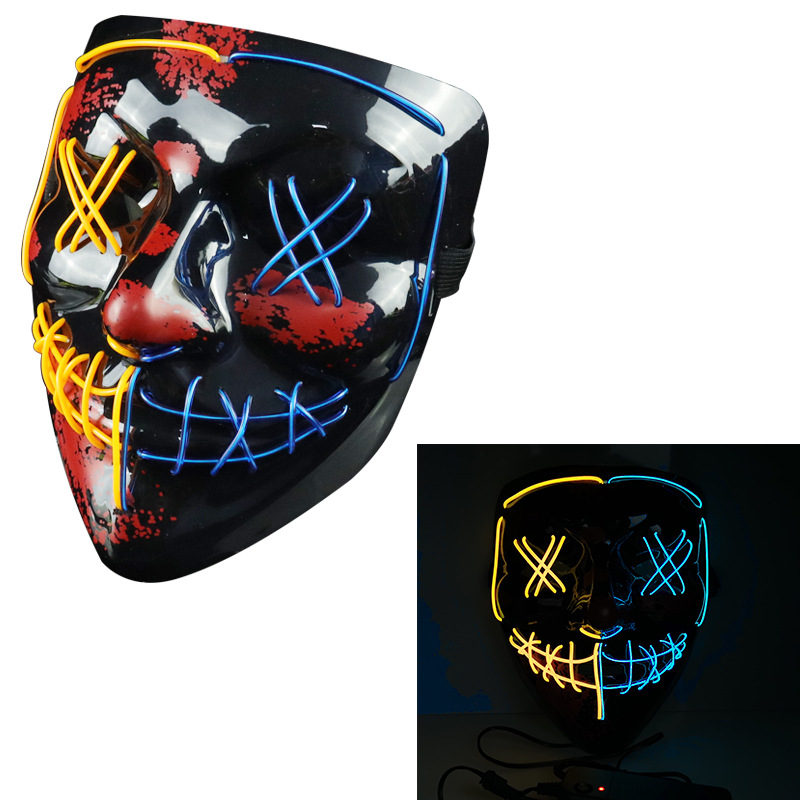 发光面具 左右双色万圣节LED面具 ELMASK节日恐怖道具新款热销详情图3