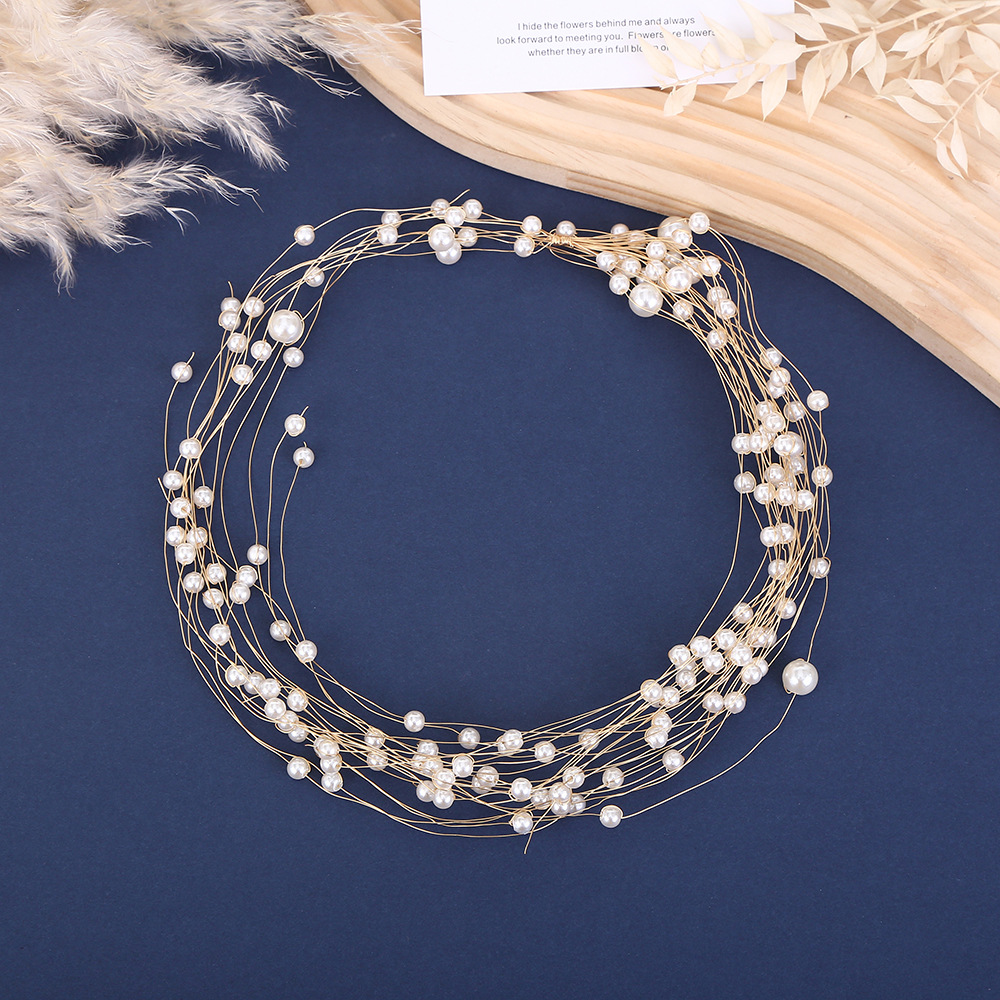 New Senxi Star Garland Hair Accessories Simple Temperament Pearl Hair Headpiece Small Fresh Wedding Headband Accessories details Picture
